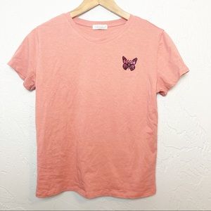 Embroidered butterfly tee shirt